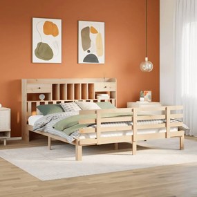 vidaXL Cama com estante sem colchão 180x200 cm pinho maciço