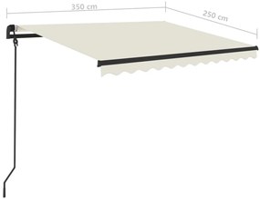 Toldo retrátil manual com postes 3,5x2,5 m cor creme