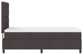 Cama Box com Colchão e LED - Tecido Castanho Escuro, 80 x 200 cm