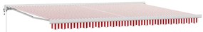 Toldo Retrátil Automático Listrado Vermelho e Branco 500 x 300 cm