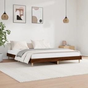 Estrutura cama sem colchão 200x200 cm carvalho castanho