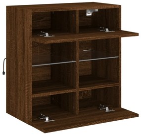 Móvel parede p/ TV luzes LED 58,5x30x60,5 cm carvalho castanho