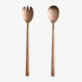Conjunto De 2 Talheres Para Salada Em Aço Inoxidável Sornia Ouro Rousa - Sklum