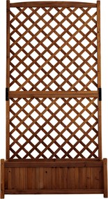 Floreira com treliça em madeira maciça de abeto 90 x 44,5 x 180,5 cm, com celosía e orifícios de drenagem para plantas trepadeiras – Jardim, Pátio, Va
