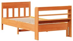 Cama sem colchão 75x190 cm madeira de pinho maciça castanho-mel