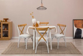 Conjunto de Mesa de Jantar Extensível Oliver – Carvalho e Branco – Mes