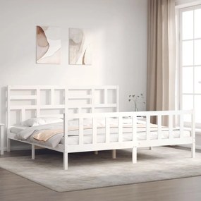 Cama sem colchão 200x200 cm madeira de pinho maciça branco
