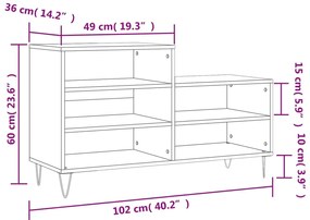 Sapateira 102x36x60 cm derivados de madeira cinzento cimento