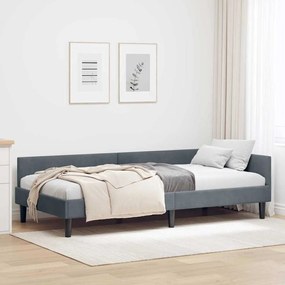 vidaXL Estrutura de Cama de Canto Cinza Escuro 80 cm x 200 cm Veludo