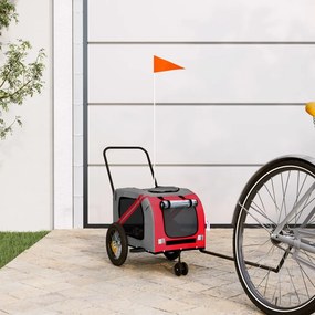 vidaXL Reboque bicicleta p/ animais tecido oxford/ferro vermelho/preto