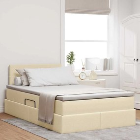 vidaXL Cama com arrumação e colchão com colchão Creme 120 x 200 cm