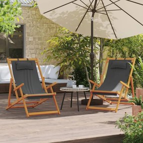 vidaXL Cadeiras de praia dobráveis 2 pcs tecido cinzento