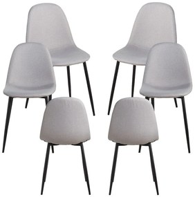 Pack 6 Cadeiras Black Teok Tecido - Cinza claro