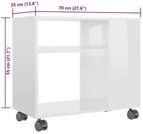 Mesa de apoio 70x35x55 cm madeira processada branco brilhante