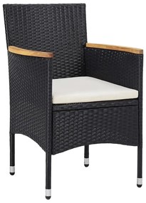 11 pcs conjunto de jantar para jardim vime PE preto