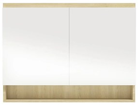 Armário espelhado p/ casa banho 80x15x60 cm MDF branco/carvalho