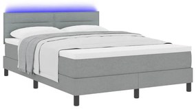 Cama Box com Colchão e Luz LED Cinza Claro 160x200 cm Tecido