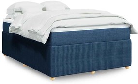 vidaXL Cama com molas/colchão 160x200 cm tecido azul
