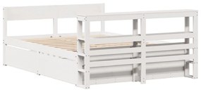 Cama sem colchão 135x190 cm madeira de pinho maciça branco