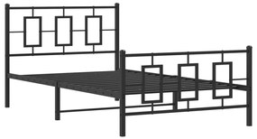 Estrutura de cama com cabeceira e pés 107x203 cm metal preto