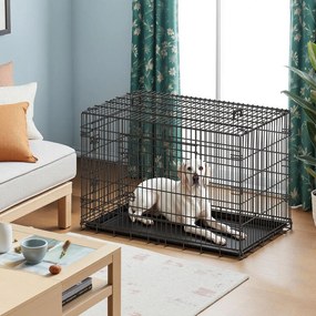 Gaiola para Cães 122 x 74,5 x 80,5 cm com 2 portas preto
