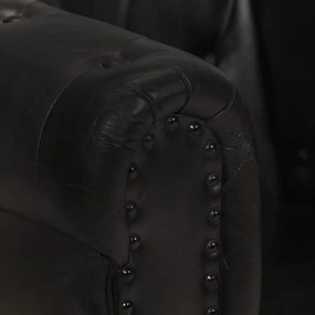 Poltrona chesterfield couro genuíno preto