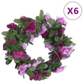 vidaXL Grinaldas de flores 6 pcs 250 cm roxo claro