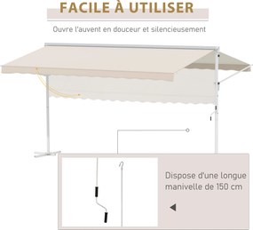 Toldo de dupla inclinação 4,50 L x 3,40 L x 2,55 A m, manual e retrátil, com inclinação ajustável, em aço com revestimento epóxi branco e poliéster im