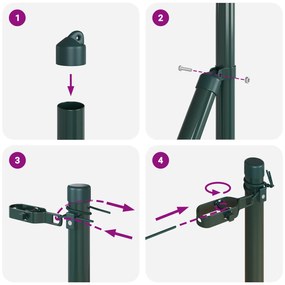Postes de cerca vidaXL 52 pcs Verde Ø32 mm 200 cm Aço galvanizado