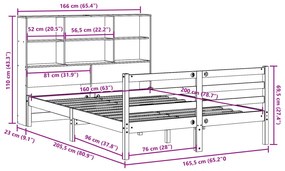 Cama com estante sem colchão 160x200 cm madeira maciça