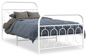 Estrutura de cama com cabeceira e pés 100x200 cm metal branco