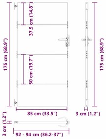 Portão de Jardim Preto 105 x 175 cm Aço com Revestimento em Pó