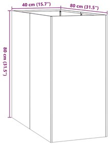 Vaso floreira 40x80x80 cm aço preto