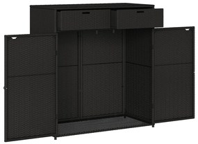 Armário de arrumação p/ jardim 105x55x113 cm vime PE preto