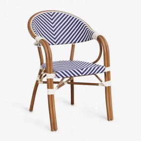 Cadeira De Jardim Empilhável De Alumínio Brielle Bistro Com Braços Azul Ken - Gardénia Branco - Sklum