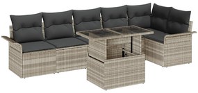 Conjunto de Sofá de Jardim vidaXL 7 Peças com Almofadas Cinza Claro de