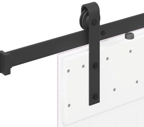 Kit de ferragens para porta deslizante 152,5 cm aço preto