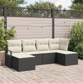 Conjunto de Sofá de Jardim vidaXL com Almofadas Rattan Preto