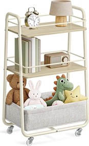 Carrinho cozinha com cesto de tecido 43 x 30 x 81 cm bege natural-branco creme