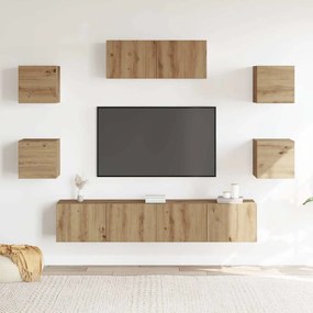 Conjunto de armário TV parede 7 pcs carvalho artisiano