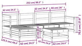 6 pcs conjunto sofás de jardim madeira de pinho maciça