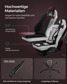 Cadeira gaming com Almofada ergonómica para apoio de cabeça preto-vermelho