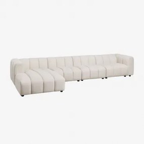 Sofá Modular Chaise Longue Esquerdo De 4 Peças Em Tecido Bouclé Eliot Bouclé Bege Creme - Sklum