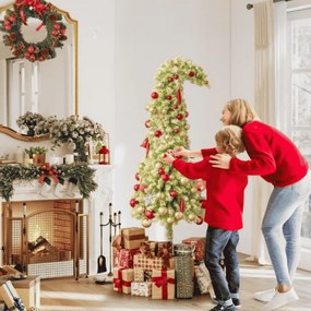 Árvore de Natal Fantasiosa de 210 cm Topo Flexível Artificial com Luzes (DECORAÇÃO NÃO INCLUIDA) para Festas e 366 Pontas de Galhos Verdes