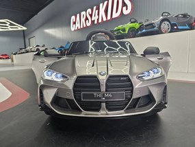 Carro elétrico infantil BMW M4 12V Com Rodas EVA e Assento em couro Cinzento metálico