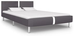 vidaXL Estrutura de cama 140x200 cm couro artificial cinzento