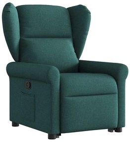 Poltrona reclinável elevatória tecido verde-escuro
