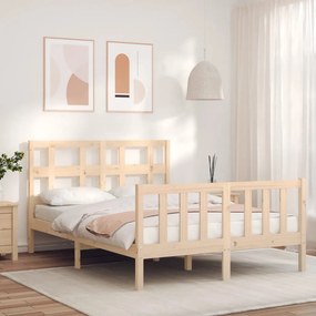 Estrutura de cama com cabeceira 140x200 cm madeira maciça