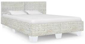 Estrutura de cama 160x200 cm vime genuíno cinzento