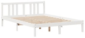 Estrutura de cama c/ cabeceira 150x200 cm pinho maciço branco